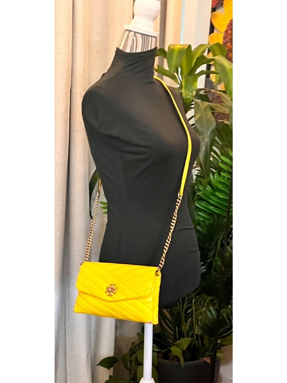 *** Authentic Tory Burch Yellow Quilted Leather Kira Crossbody - Picture 14 of 14